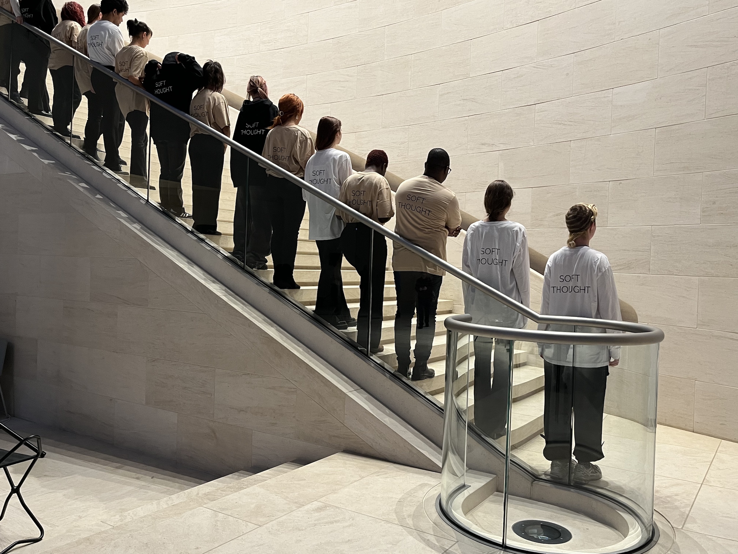 Performance documentation of dispersion of subjectivity by LABOUR (Farahnaz Hatam & Colin Hacklander) at Musée d’Art Moderne Grand-Duc Jean, Luxembourg 10