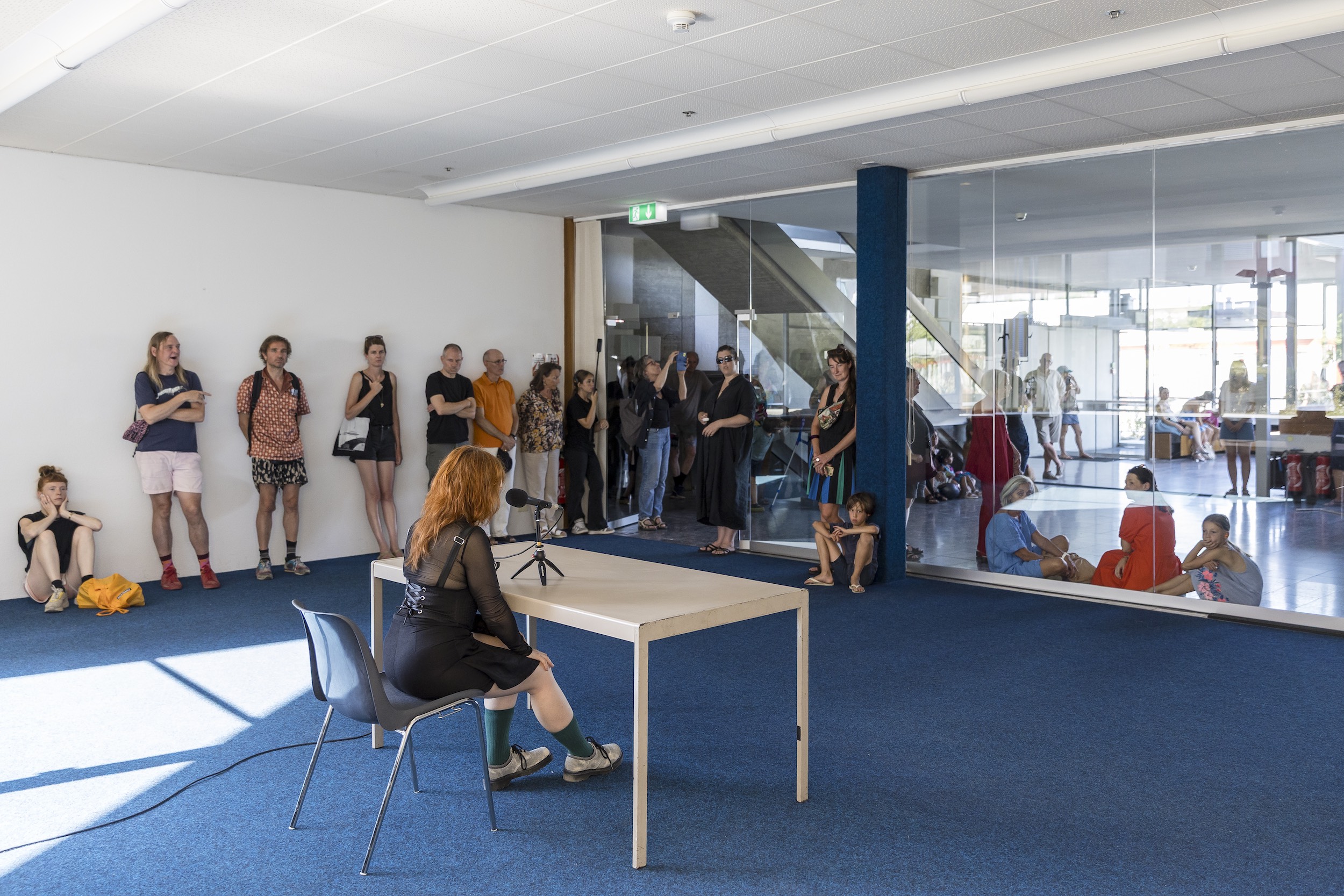 Performance documentation of more heat than light by LABOUR (Farahnaz Hatam & Colin Hacklander) at Pavillon Siclin Geneva 4